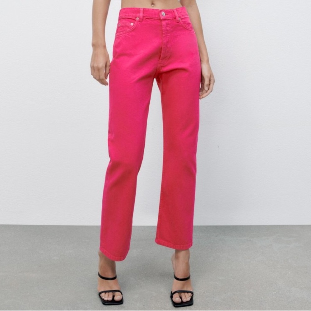 Zara Fuchsia Straight Leg Jeans - Picture 1 of 1